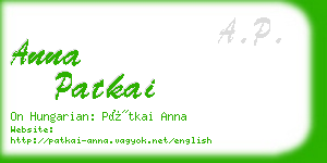 anna patkai business card